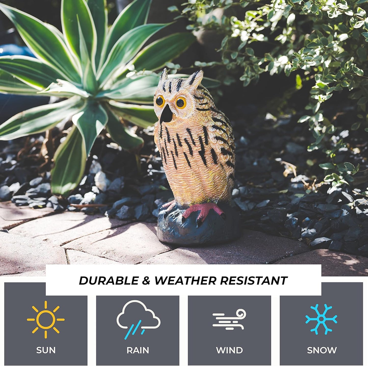 Galashield Owl Decoy to Scare Birds Away | Plastic Owls to Scare Birds Away | Owl Statue for Garden & Outdoors