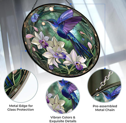 Hummingbird Suncatcher Stained Glass Window Hangings for Women Mom Red Birds Sun Catchers Colorful Ornament Bird Lovers Gift Gifts for Women Mom Wife
