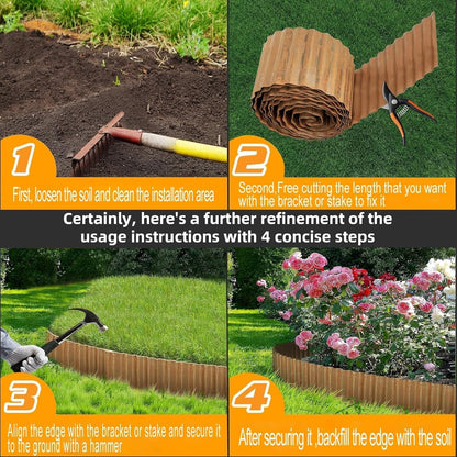 Metal Landscape Edging,6Inch×20FT Corrugated Metal Garden Edging Border Heavy Duty Garden Borders Edging Lawn Edging for Garden,DIY Flower Beds,Lawns,Pathway (Rusted)