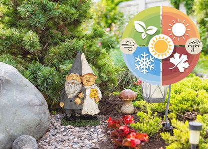 NAT & JULES Married Gnome Couple Colorful Finish 12 inch Resin Garden Statue