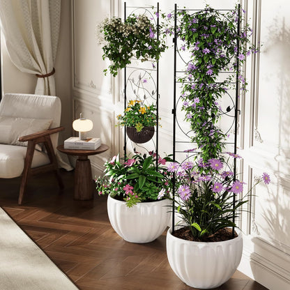 GarveeHome 2 Pack 71.7"H x 20.5"W Garden Trellises for Climbing Plants, Sturdy Plant Trellises with Black Metal Coating, Arched Outdoor Decoration for Patio Lawn, Roses, Vines, Flowers, and Vegetables