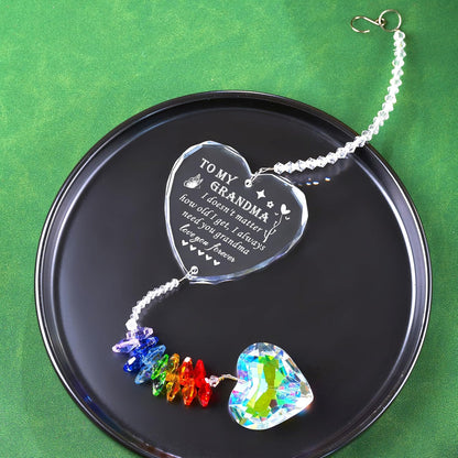 Grandma Gifts, Crystal Suncatcher Birthday Gifts from Granddaughter Grandson Grandchildren Grandkids for Mothers Day Christmas(Grandma Gift)
