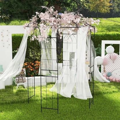 Giantex Birdcage Shape Gazebo - 9.4' H x 6.8' W Metal Arch Trellis for Climbing Plants Clematis Vines, French Style Pergola Pavilion Garden Arbor for Weddings Photoshoots Ceremony Party Outdoor Decor