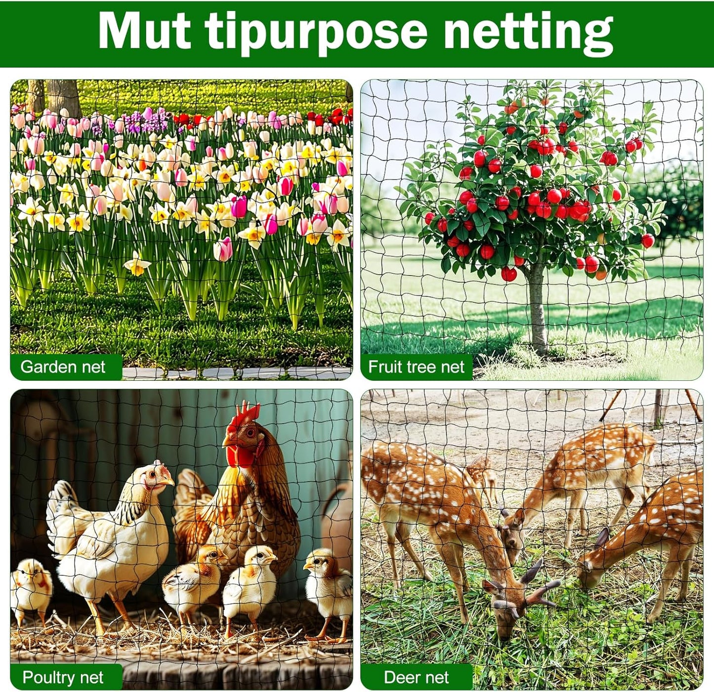 Bird Netting, 25 x 50 FT Heavy Garden Netting Reusable Protective Garden Netting for Plants Fruit Trees Vegetables Against Birds and Other Animals
