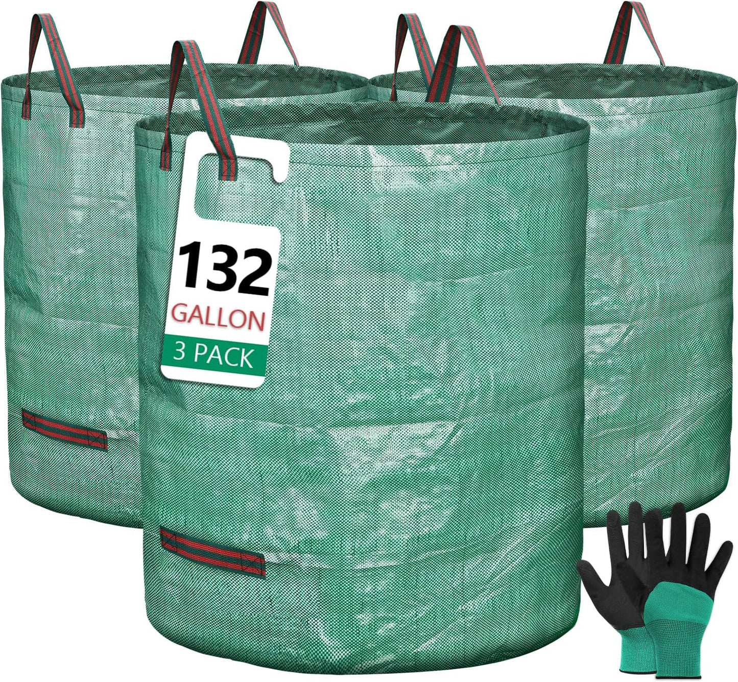 3 Pack 132 Gallon Reusable Yard Waste Bags Heavy Duty Lawn and Leaf Bags Yard Waste Container Garden Grass Bags