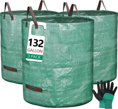 3 Pack 132 Gallon Reusable Yard Waste Bags Heavy Duty Lawn and Leaf Bags Yard Waste Container Garden Grass Bags