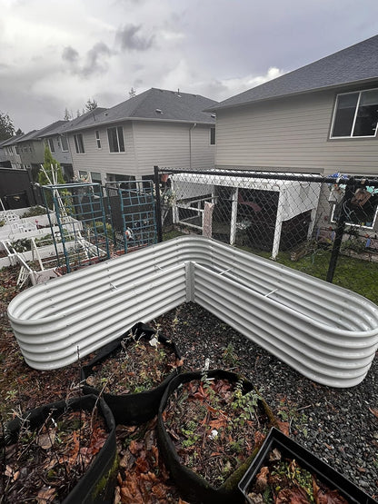 A ANLEOLIFE 14-Pack Deep Root Galvanized Raised Garden Beds Outdoor for Planting Vegetables Flowers Herb, Antique White