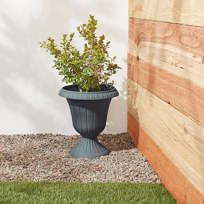 PL20GY Classic Traditional Plastic Urn Planter Indoor/Outdoor, 10" x 12", Gray