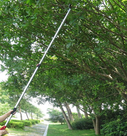 4.4-7.2 Foot Tree Pruner 2 Sections Extendable 4 Nodes Adjustable, Cut and Hold Pruning Trimmer, Long Reach Pole Saw, Telescoping Fruit Picker, Branches Bypass Lopper With Hook