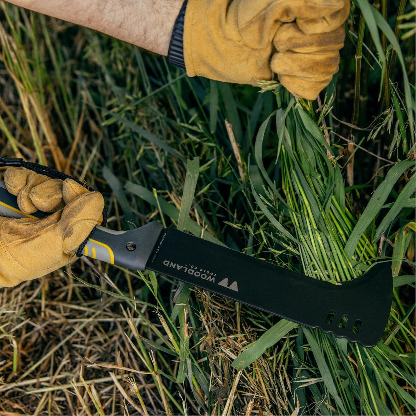 Woodland Tools Super Duty Brush Axe – 9 Inch Curved Blade with Triple Pinned Full Tang, Long Handle, Batoning Spine, and Ballistic Nylon Sheath – Manual Tool for Brush Clearing and Trail Work