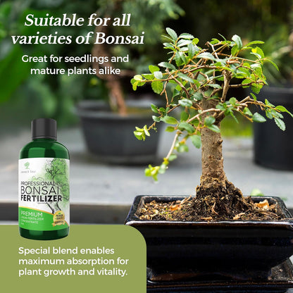 Professional Liquid Bonsai Plant Fertilizer | 3-1-2 Concentrate for Bonsai Plants and Trees | Multi-Purpose Blend & Gardening Supplies | 8 oz Bottle