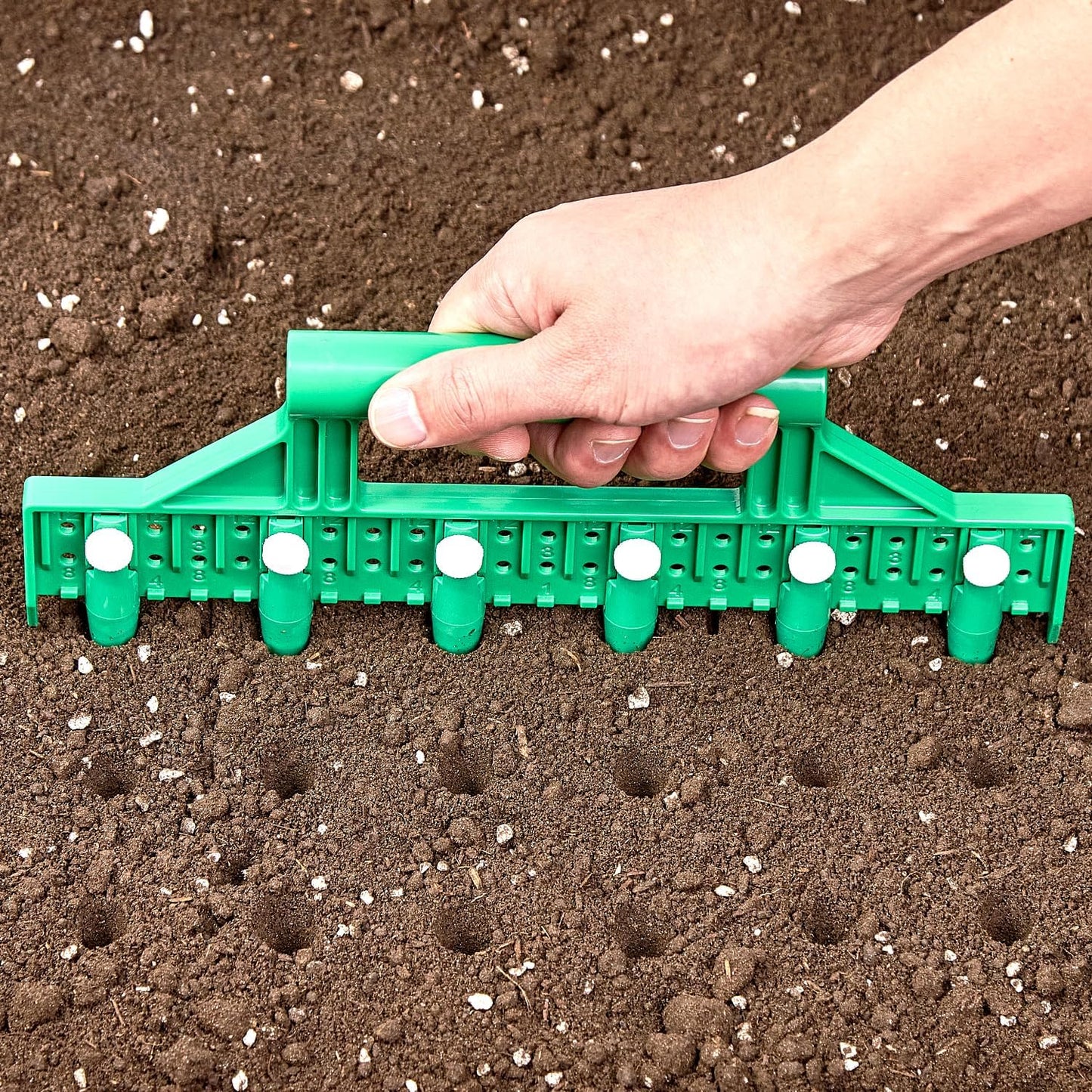 Seed Dibber, Multifunctional Seed Spacer Tool, Seed-in Soil Digger Garden Spacer aid for Planting Seeds Laying Out ideally Spaced Rows (Green)