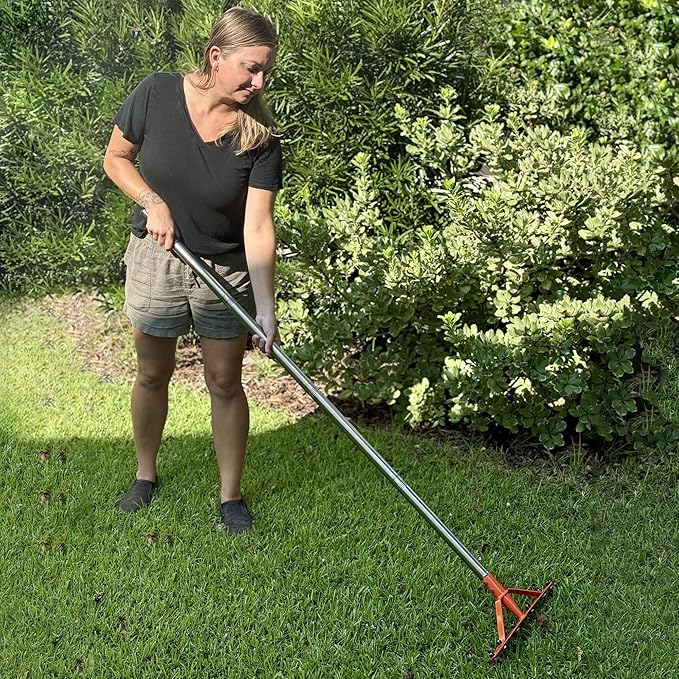 Garden Rake 17 Tempered Spring Steel Tines Heavy Duty Rake for Lawns Bow Rakes Metal Rakes with 62 Inch Stainless Steel Adjustable Long Handle for Loosening Soil Yard Work