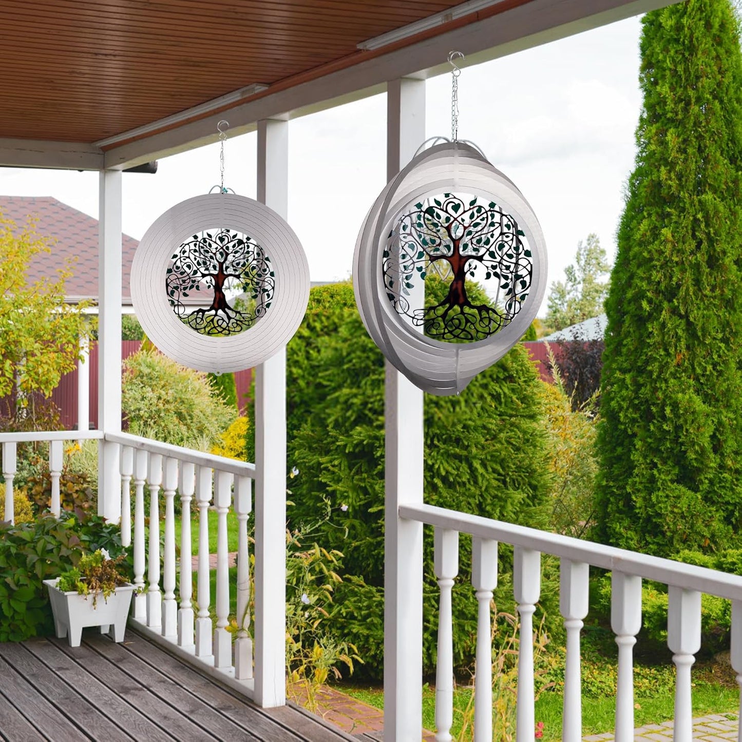 Garden Wind Spinners, 12 Inch 3D Stainless Steel Tree of Life Wind Spinner for Yard Garden Decoration Christmas Party Indoor and Outdoor Decoration