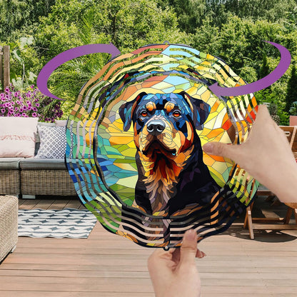 Rottweiler Dog Wind Spinners Outdoor Dog Memorial Gifts, 3D Metal Kinetic Hanging Garden Wind Spinner, Spinner Decor, Wind Sculptures for Outdoor & Indoor, Window, Yard Decor (Rottweiler 1)