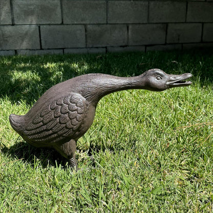 Vintage Cast Iron Goose Statue（18" Tall）- Handcrafted Feather Details, Realistic Garden Lawn Decor, Heavy Duty Outdoor Sculpture HC3267
