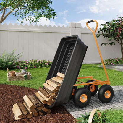 All-Terrain Garden Dump Cart with Removable Bed | 1200Lb Heavy Duty Utility Wagon for Yard Work | 180° Pivoting Handle for Easy Control | Hauls Soil, Plants, Tools with Ease