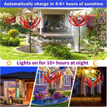 Large Solar Wind Spinners Outdoor for Yard Decor,70 inch Multi Color Tulip Wind Spinner,Outdoor Metal Wind Sculptures & Spinners with Stake,Wind Mill for Yard Art Lawn Garden Decor