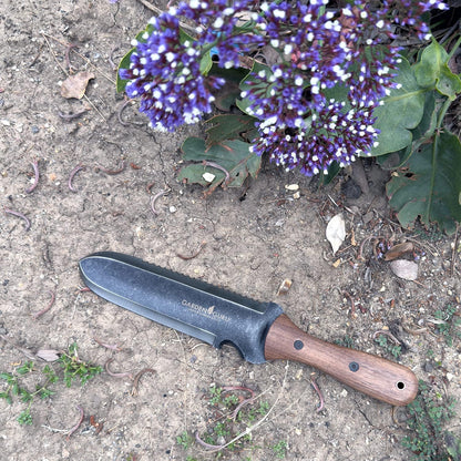 Garden Guru Hori Hori Gardening Knife for Weeding Digging Pruning & Cultivating - Stainless Steel Full Tang Blade Walnut Wood Handle Marks for Measuring Planting Depth Nylon Sheath for Storage (4pack)
