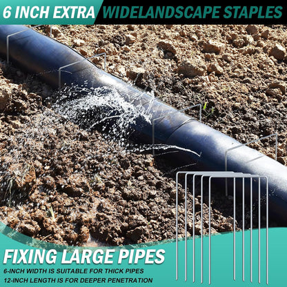 30 Pack Heavy Duty Wide Landscape Staples, 7 Gauge Galvanized Steel Turf Stakes Garden Stakes Bulk, U Type Anchor for Grass, Securing Weed Barrier Fabric, Pipes, Sod (12"x6")