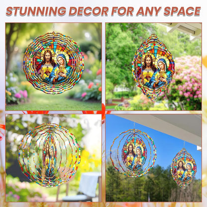 FLAGWIX Christmas Sacred Heart Wind Spinners Outdoor - 3D Stainless Steel Metal Wind Spinners 12 in - Christian Gifts for Women Faith, Virgen De Guadalupe Gift Ideas, Religious Gifts for Mom Grandma