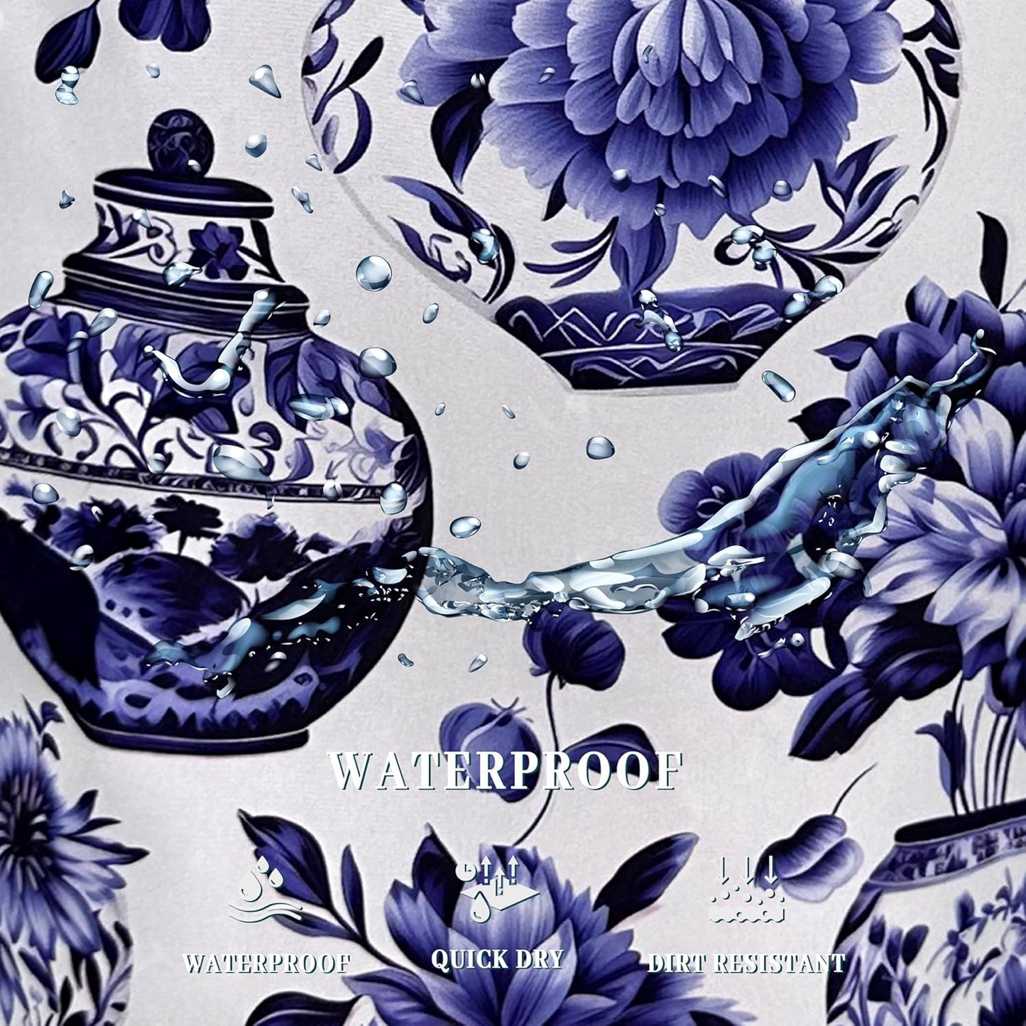 Blue White Floral Laundry Basket Foldable With Handles Vase Flower Tote Bag Oxford Cloth Color Laundry Hamper Clothes Storage Bucket Toy Organizer For Bathroom/Laundry/Bedroom 18.9"x16.5 "