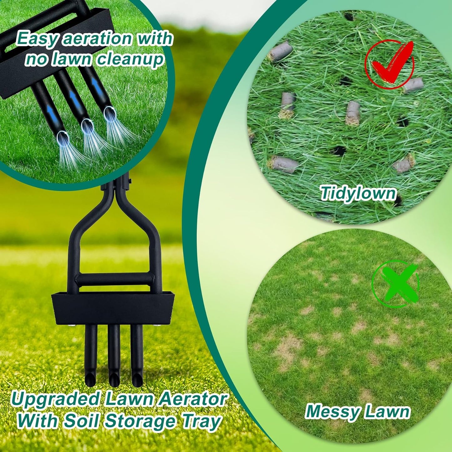 Core Aerator Lawn Tool,Lawn Aerator for Lawn Care, Aerator Lawn Tool for Gardens courtyards Golf Courses，Lawn Aerator Tool with Collector