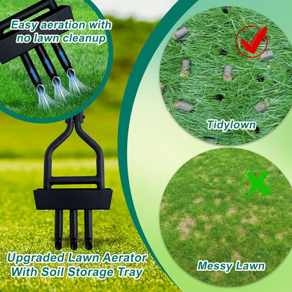 Core Aerator Lawn Tool,Lawn Aerator for Lawn Care, Aerator Lawn Tool for Gardens courtyards Golf Courses，Lawn Aerator Tool with Collector