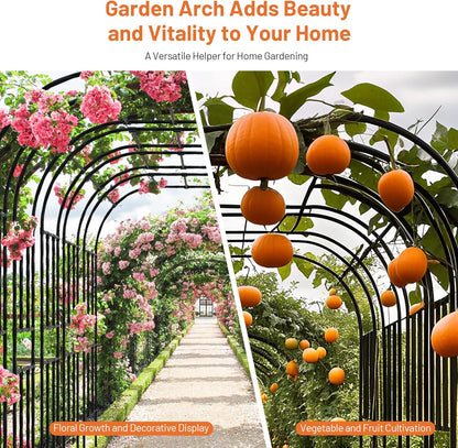Garden Arch, 126''x94.5'' Arbor Trellis, Trellis for Climbing Plants Outdoor, Garden Arch Arbor for Flower, Climbing Vine Vegetable, Fruit and Lawn(Black)