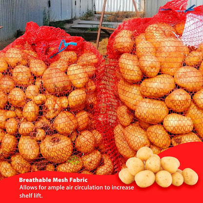 24 Pack 31'' x 20'' Mesh Onion Bags, Reusable Drawstring Fresh Produce Storage Bags for Onions, Vegetables, Potatoes, Citrus, Crawfish Firewood