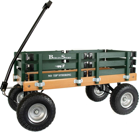 Berlin Flyer Sport Kid's Wagon - Model F410 - Amish Made in Ohio, USA - 10" No-Flat Tires (Hunter