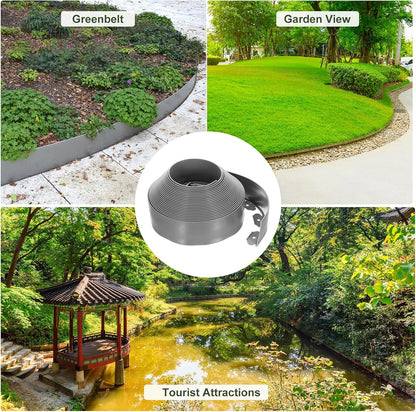 uxcell Landscape Edging, 1Pcs 66FT x 3.94" - No Dig Garden Edging Kit with 60 Stakes, Landscape Edging Border for Garden Lawn Flower Bed Yard Grass (Grey)