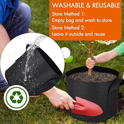 Gardzen 6-Pack 5 Gallon Grow Bags, Aeration Fabric Pots with Handles, Heavy Duty Cloth Pots for Plants