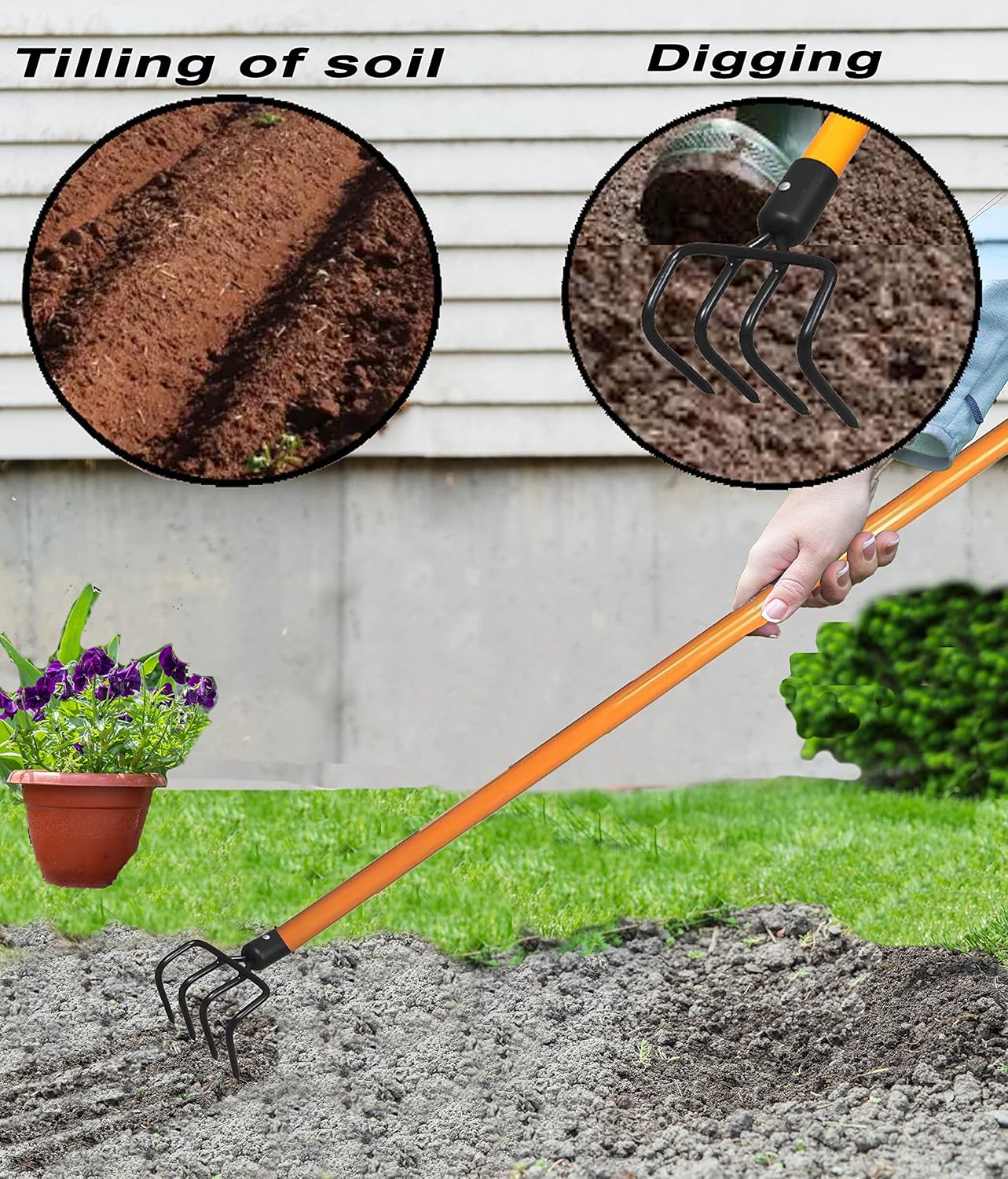 Ashman Garden Cultivator (1Pack)– Sturdy Hand Tiller/Cultivator – Heavy Duty Blade for Digging, Loosening Soil and Weeding – Rubber Grip Handle for a Strong Hold – Rust Resistant