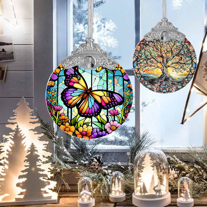 Butterfly Stained Glass Suncatcher, Christmas Tree Ornament, Holiday Decor, Gifts for Butterfly Lovers