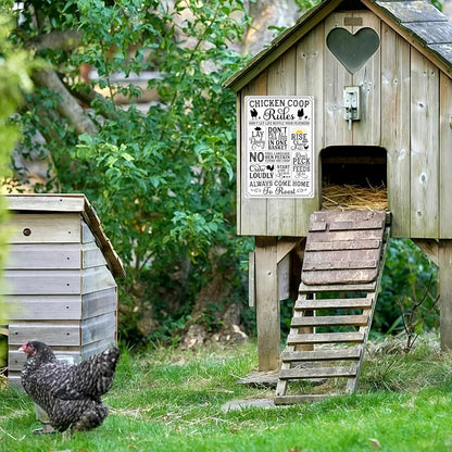 Funny Chicken Gifts Chicken Coop Rules Tin Sign for Home Farm Chicken Coop Farmhouse Kitchen Garden Decor 8 X 12 Inch (‌3720)