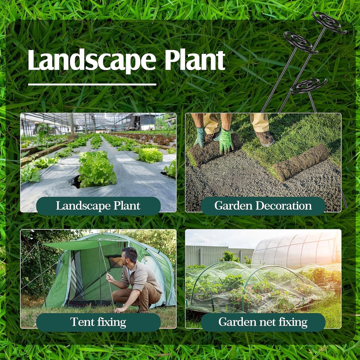 Ferraycle 100 Pcs Landscape Fabric Pins Circle Top Galvanized Landscape Spikes Garden Stakes Spikes Pins for Securing Weed Barrier Sod Fabric Netting Ground Sheets and Fleece(7.8 Inches)