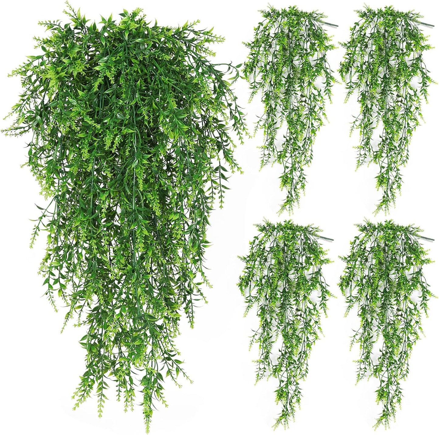 SJL Fake Lavender Vine Plant Artificial Hanging Wall Large Long Plants 4 Pack Faux Ivy Plastic Hanging Greenery Leaves UV Resistant Real Touch Decor for Indoor Outdoor Home Party (Green)