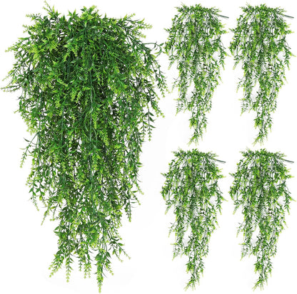SJL Fake Lavender Vine Plant Artificial Hanging Wall Large Long Plants 4 Pack Faux Ivy Plastic Hanging Greenery Leaves UV Resistant Real Touch Decor for Indoor Outdoor Home Party (Green)