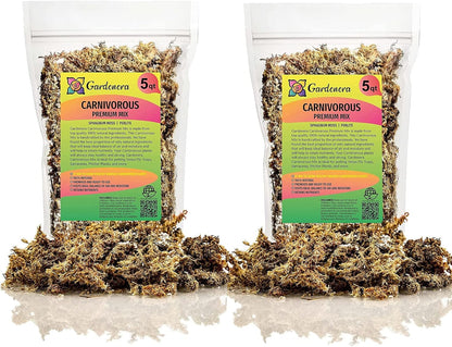 Gardenera Sphagnum Moss Potting Mix for Carnivorous Plants - 10 Quart - Moss and Perlite Blend for Potting Venus Fly Traps, Sarracenia, Pitcher Plants (2 Bags of 5QT)