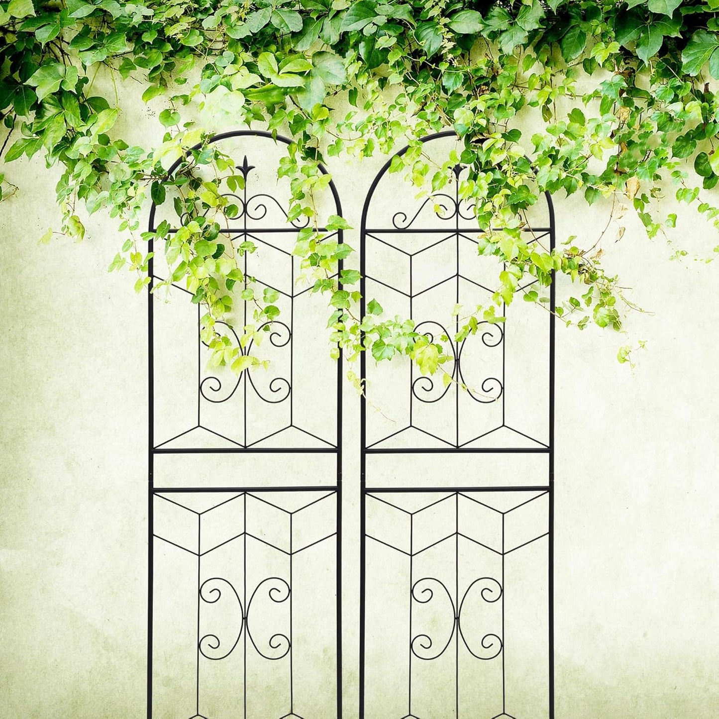 Metal Garden Trellis Rustproof Trellis for Climbing Plants Outdoor Flower Support (Black-4 Pack, 71"x19.7")