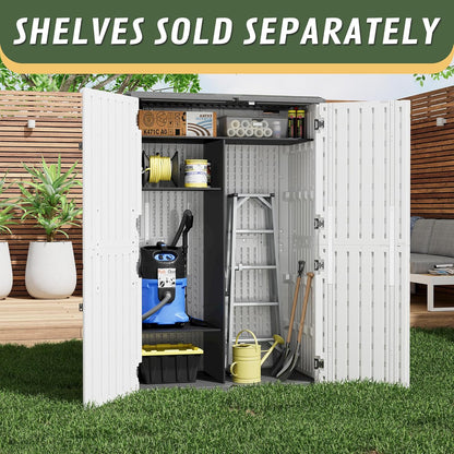 KAMABOKO Outdoor Storage Cabinet 55 Cu.Ft Outdoor Trash Can Storage Shed Waterproof Horizontal Storage Shed Outdoor Storage for Backyard, Patio, Poolside (White)