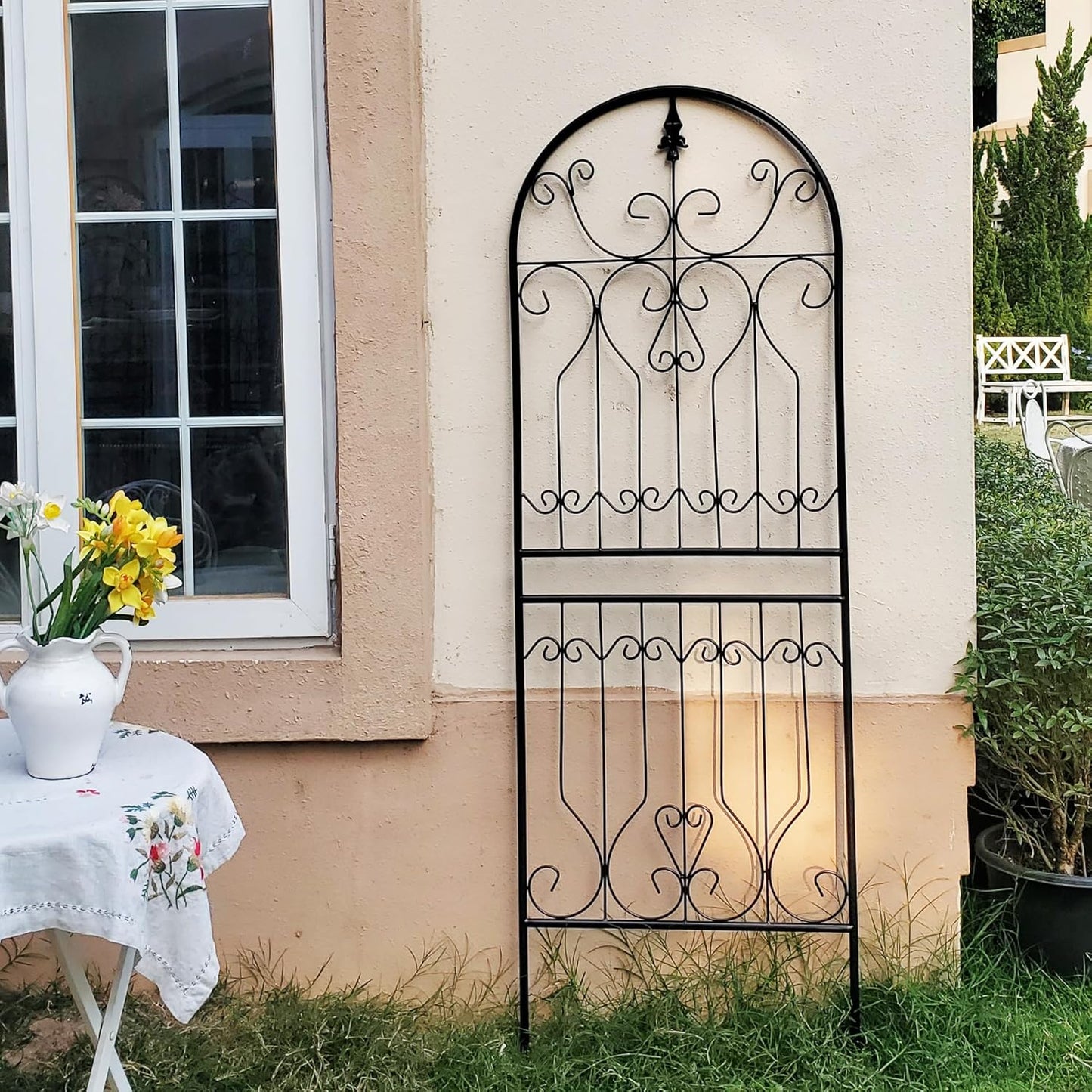 SCENDOR Trellis for Climbing Plants 70.8" H x 24.5" W Metal Premium Quality Material Rust-Resistant Climbing Frame Stylish Garden Addition Outdoor Roses Vine Ivy Clematis Trellises Black 1 Pack