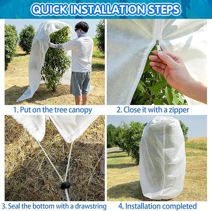 7.9×5.9FT Tree Covers for Winter, Plant Covers Freeze Protection with Drawstring and Zipper, Frost Cloths for Outdoor Plants (White)