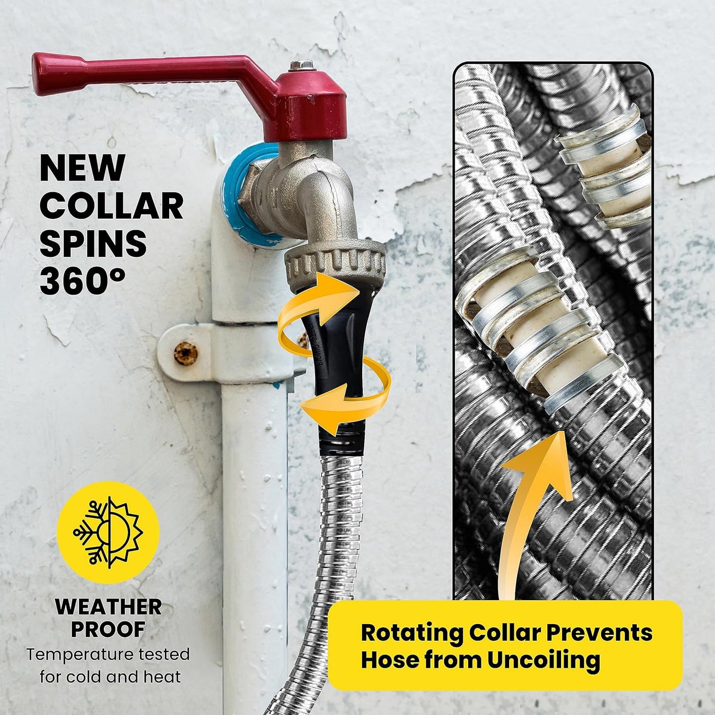 BIONIC STEEL PRO Metal Garden Hose 50 Ft with Nozzle, 304 Stainless Steel Water Hose, 50 Ft Garden Hose Tough & Flexible, Lightweight, Crush Resistant, Kink & Tangle Free, Rust Proof - 2025 Model