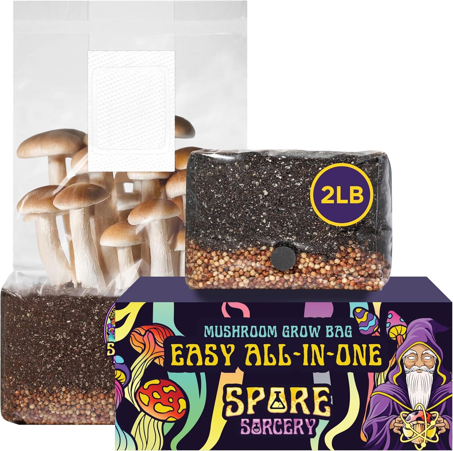 2 LB All-in-One Grow Bag: Up to 16oz of Mushrooms! Nutrient-Enhanced, Injection Port, Just Add Your Own Spores & Grow Like Magic