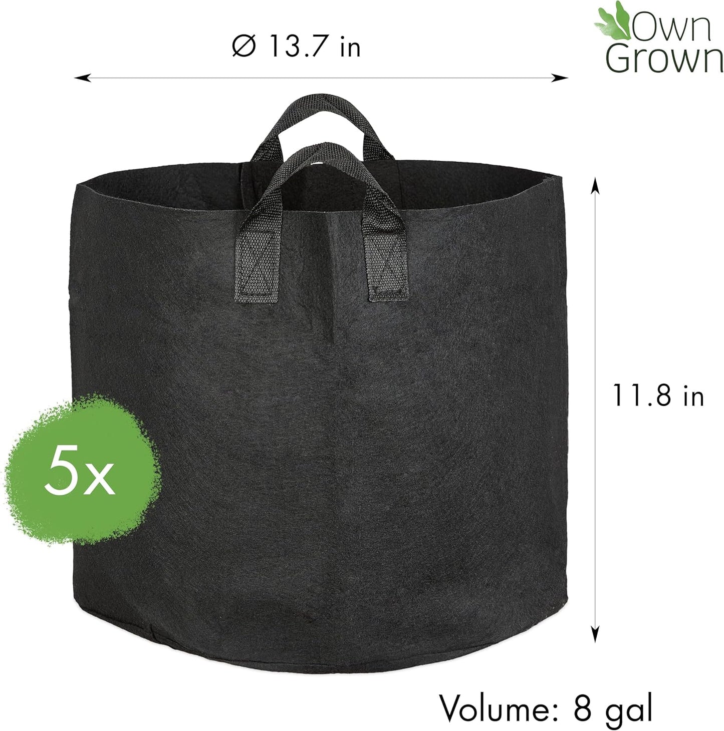 OwnGrown Plant Growing Bags : 5x8 Gallon Plant Grow Bags for Balcony or Garden Plants – Potato Grow Bags – Water-Permeable Garden Planters – Vegetable Planters for Outdoor Plants Outdoor Planter
