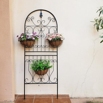SCENDOR Trellis for Climbing Plants 59" H x 22" W Metal Unique Design Decorative Garden Structure Weather-Resistant Trellises Outdoor Decor Flowers Roses Vine Ivy Clematis 1 Pack