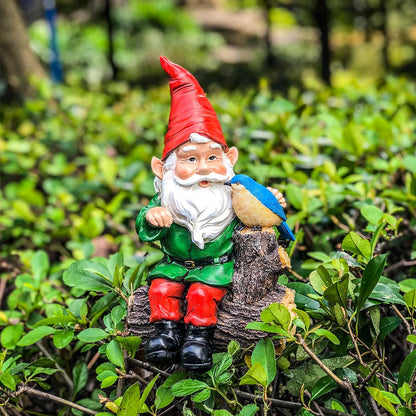 TZSSP Outdoor Gnome Statue Decoration Garden Statue Hand-Painted Statue with Bird Statue for Patio,Lawn,Garden Decoration
