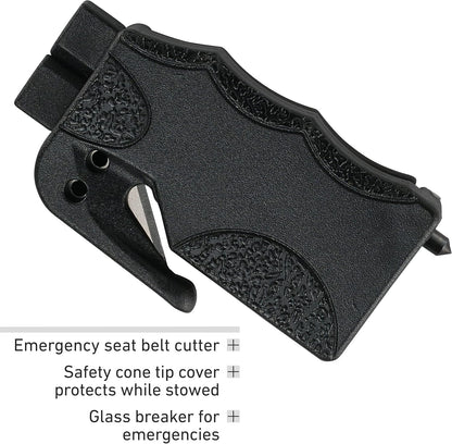 CRKT Exitool Emergency Multitool: Automotive Safety, Seat Belt Strap Cutter, Steel Window & Glass Breaker, Clips to Seat Belt 9031